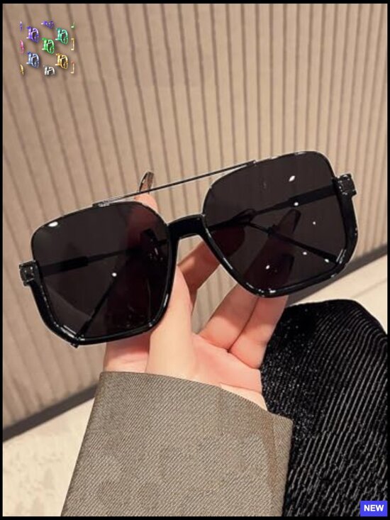 Retro Oversized Aviator Sunglasses Square Double Bridge Pilot Sun Glasses 70s